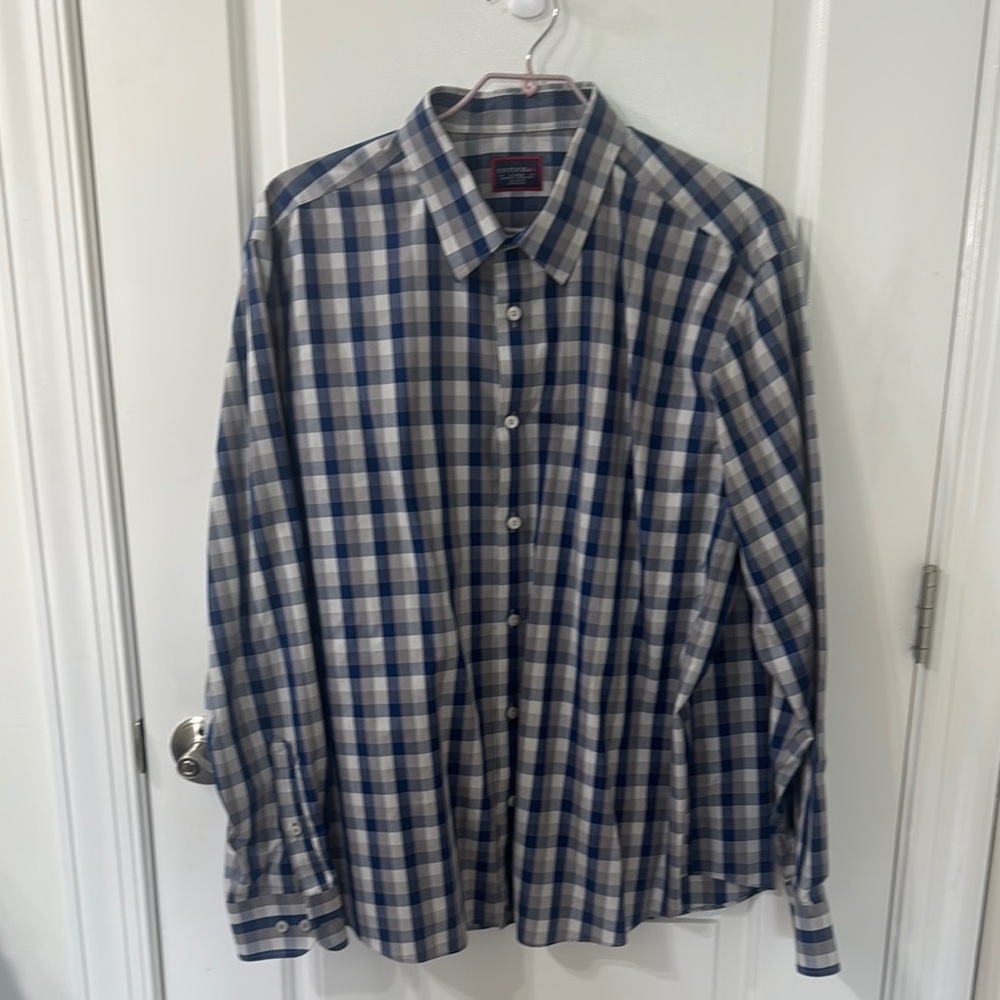 UNTUCKit Blue and White Plaid Casual Shirt
